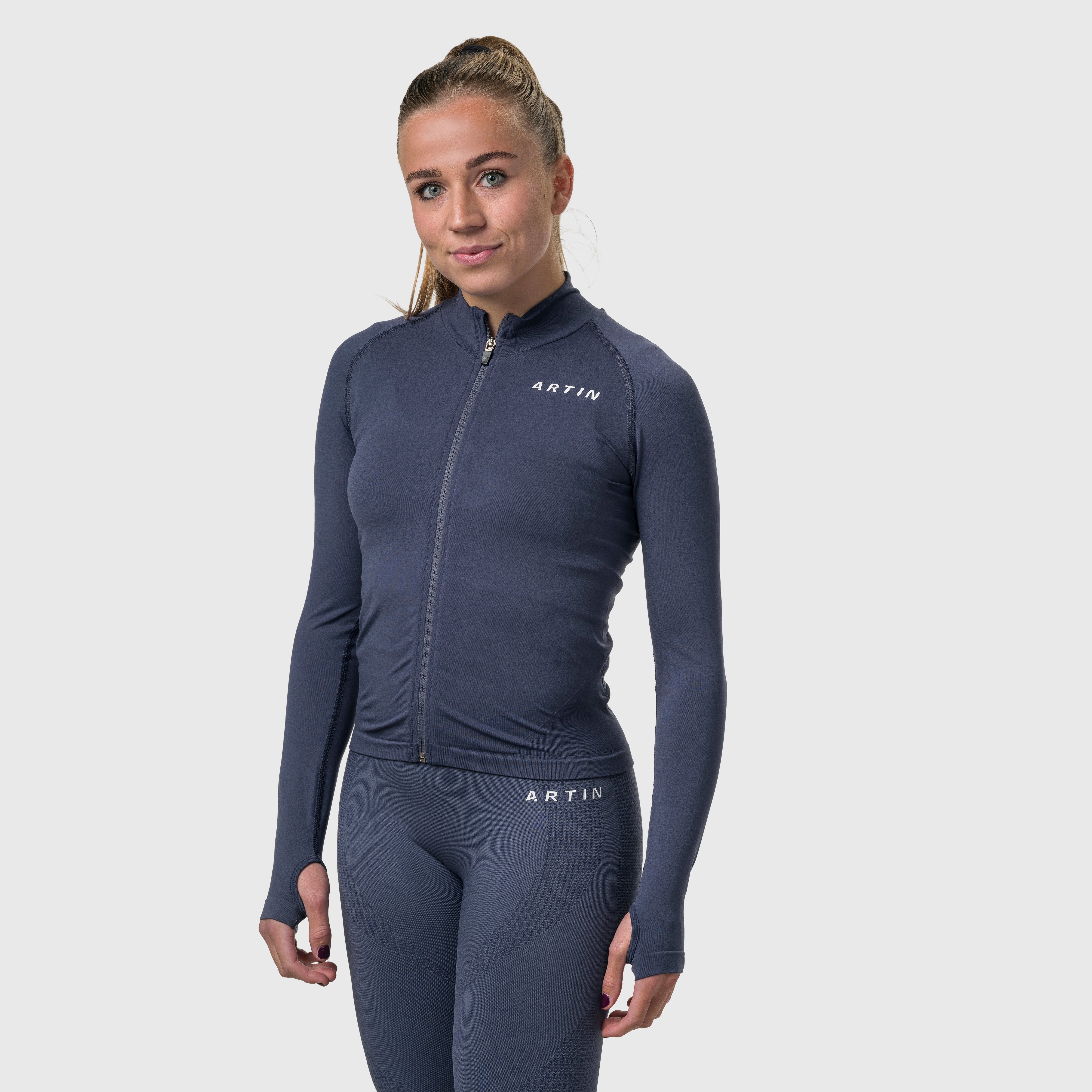 Nahtlose Funktionsjacke mit Reißverschluss